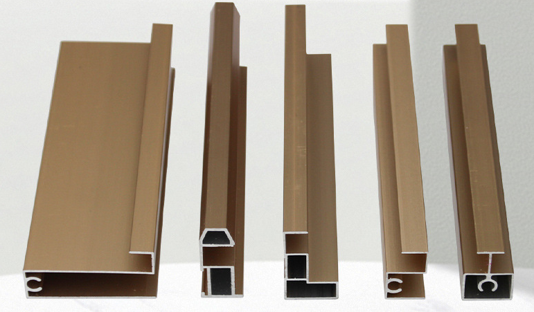 Aluminum alloy sliding door profile anodized and CNC processed for wardrobe door