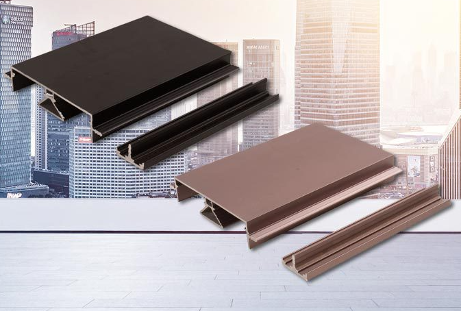 Aluminum profile for closet sliding door handle, 18mm thick sheet, concealed alu